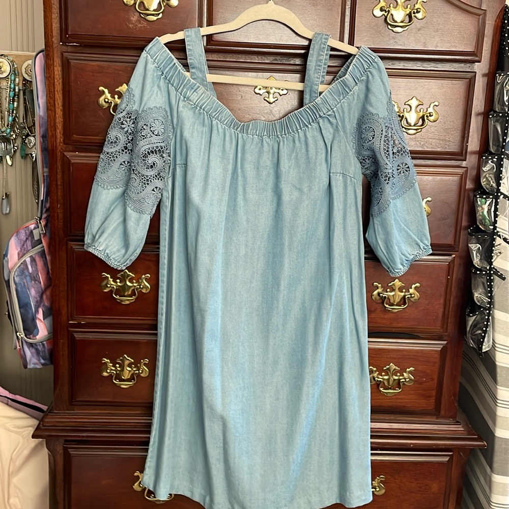 Chico’s Jean dress with removable straps
